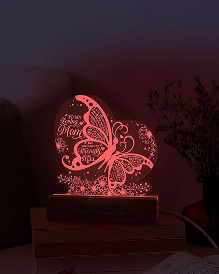 Gifts for Mom from Daughter Son | Mom Birthday Gifts | Acrylic Night Lamps for Mother | Things to Get Your Mom on Valentines Day, Thanksgiving, Christmas, Mothers Day | Butterfly Shaped - LeafyLoom