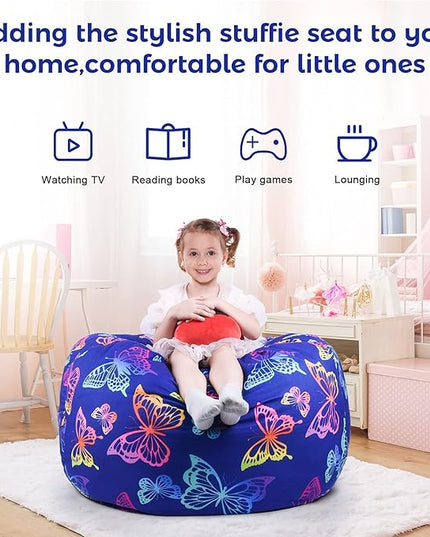 KABOER Bean Bag Cover for Kids,200L Stuffed Animal Storage Bean Bag Chair Cover |Stuffable Zipper Beanbag for Organizing Children Soft Plush Toys (32x29inch) - LeafyLoom