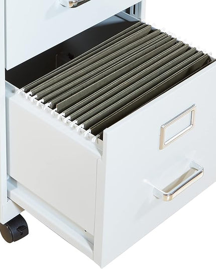 OSP Home Furnishings 2 Drawer Mobile Locking Metal File Cabinet, Grey - LeafyLoom