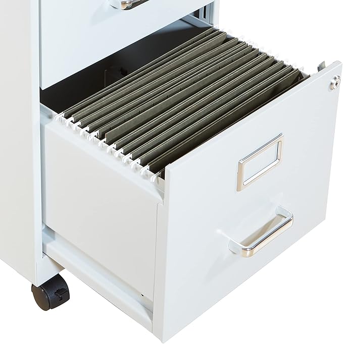 OSP Home Furnishings 2 Drawer Mobile Locking Metal File Cabinet, Grey - LeafyLoom