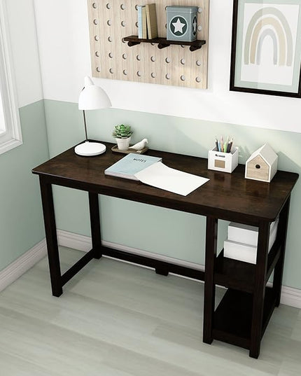 Max & Lily Solid Wood Desk With Shelves, 47 Inches, Espresso - LeafyLoom