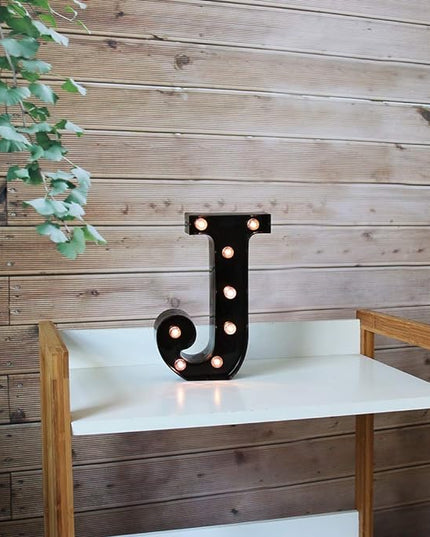 Light Up Black Alphabet Marquee Letters Sign LED Marquee Number Lights Sign for Night Light Home Bar Christmas Lamp Wedding Party Birthday Decoration J - LeafyLoom
