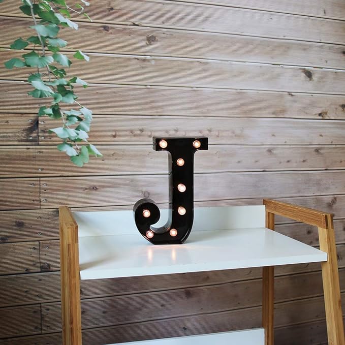 Light Up Black Alphabet Marquee Letters Sign LED Marquee Number Lights Sign for Night Light Home Bar Christmas Lamp Wedding Party Birthday Decoration J - LeafyLoom