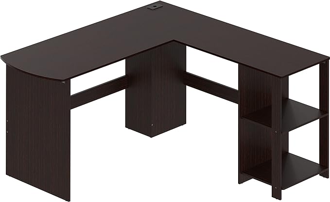 SHW L-Shaped Home Office Wood Corner Desk, Espresso - LeafyLoom
