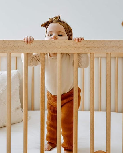 dadada Baby Soho 3-in-1 Convertible Crib to Toddler Bed – Wooden Crib Made in Italy, GREENGUARD Gold Certified Small Baby Crib – Baby-Safe Finish, Modern Design (Natural) - LeafyLoom