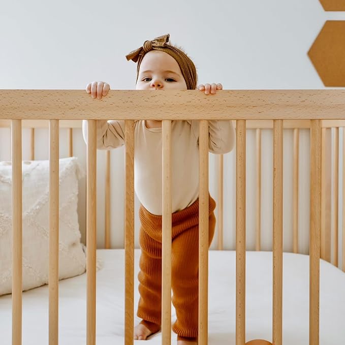 dadada Baby Soho 3-in-1 Convertible Crib to Toddler Bed – Wooden Crib Made in Italy, GREENGUARD Gold Certified Small Baby Crib – Baby-Safe Finish, Modern Design (Natural) - LeafyLoom