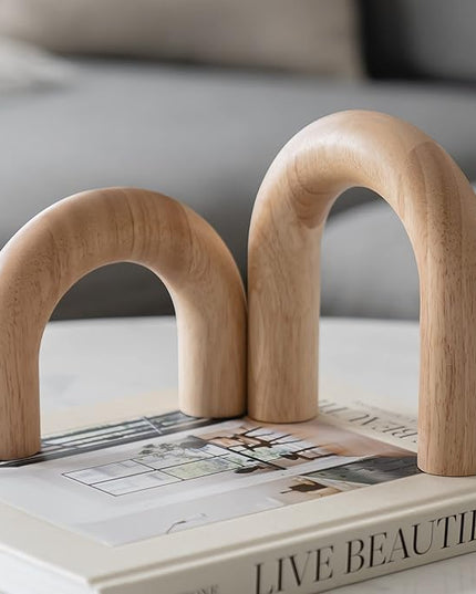 Wood Arch Decorative Objects - Suitable for Coffee Table Decor, Neutral Home Decor for Shelves, Shelf Decor Aesthetic, Modern Bookshelf Decor, Entryway Decor, Home Decorations for Living Room - LeafyLoom