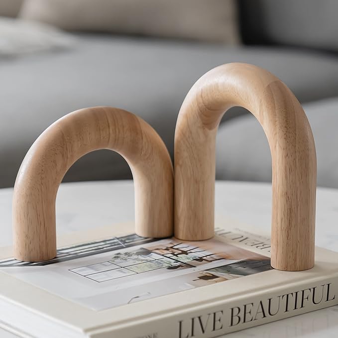 Wood Arch Decorative Objects - Suitable for Coffee Table Decor, Neutral Home Decor for Shelves, Shelf Decor Aesthetic, Modern Bookshelf Decor, Entryway Decor, Home Decorations for Living Room - LeafyLoom