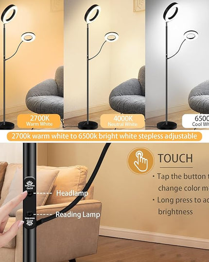 RGB Multicolour Modern Floor lamp Reading lamp Standing Sofa Lamps Lighting 7 Colors Changing Smart WiFi APP Remote Control for Bedroom Living Room Gaming Reading Learning Live Stream - LeafyLoom