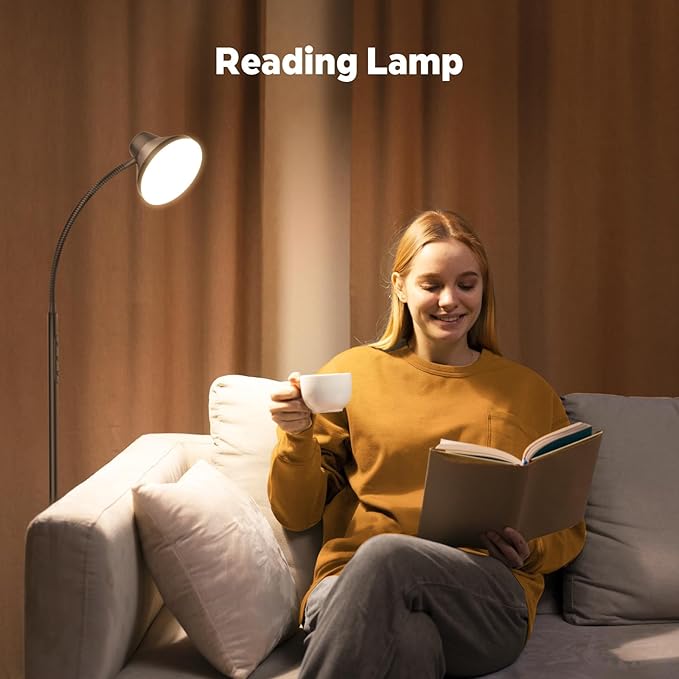 Bright Floor Lamp Dimmable Arc, Modern Floor Lamp for Living Room,Remote & Touch Control,Adjustable Gooseneck,15 W LED Bulb Included - LeafyLoom