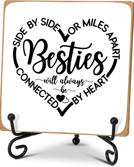 Friend Gifts for Women Birthday, Friendship Gifts Desk Decor Wood Plaque with Stand, Long Distance Relationships Bestie Gift -A34 - LeafyLoom