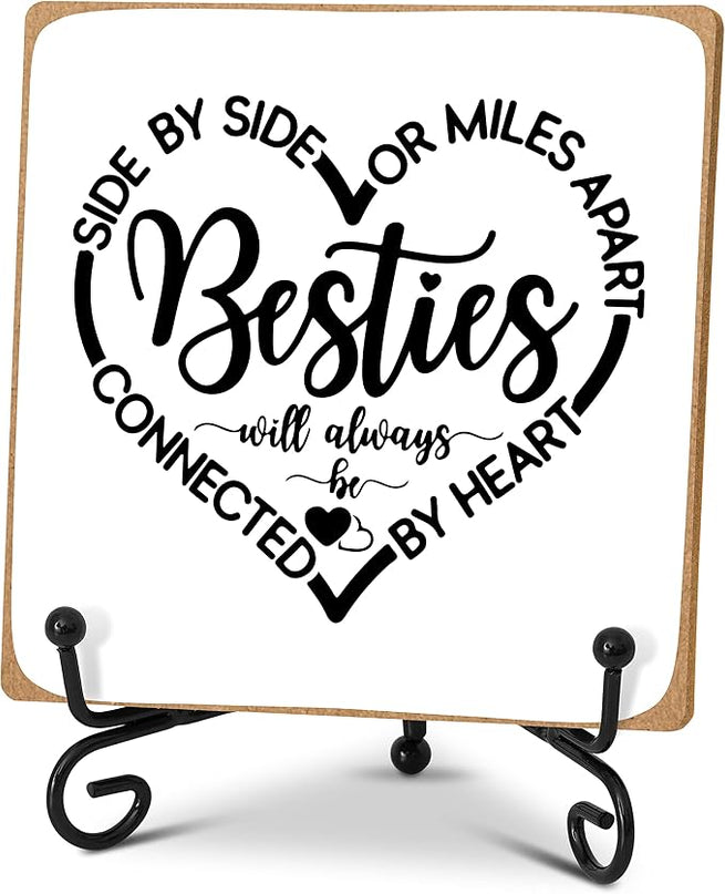 Friend Gifts for Women Birthday, Friendship Gifts Desk Decor Wood Plaque with Stand, Long Distance Relationships Bestie Gift -A34 - LeafyLoom