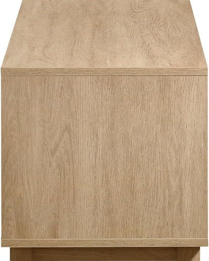 Walker Edison Destin Modern Minimal Rattan-Door Stand for TVs up to 80 Inches, 70 Inch, Coastal Oak - LeafyLoom