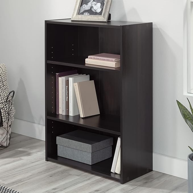 Sauder Beginnings 3 Bookcase/Book shelf, L: 24.57" x W: 11.50" x H: 35.28", Cinnamon Cherry finish - LeafyLoom