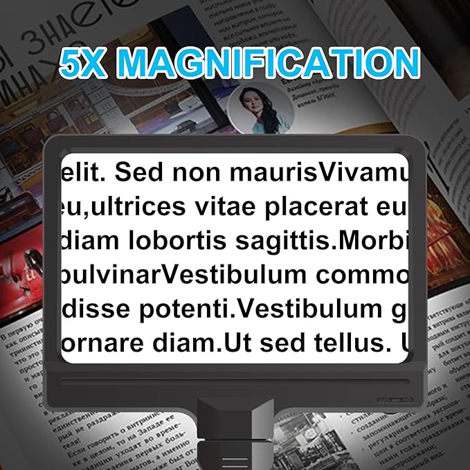 5X Magnifying Glass with Light and Stand, Adjustable Brightness Magnifying Floor Lamp, Gooseneck Arm Lighted Magnifier for Reading, Crafts and Close Work - LeafyLoom