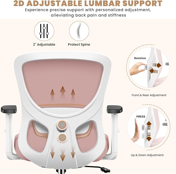 Office Chair Ergonomic Desk Chair with Adjustable Lumbar Support, Swivel Comfy Computer Chair Heavy Duty Executive Chair for Home Office - LeafyLoom