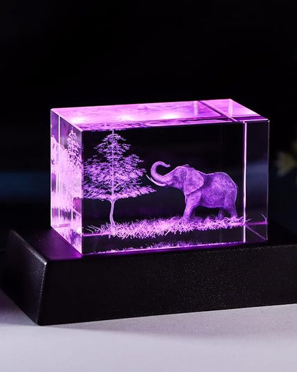 Qianwei Elephant Gifts for Women Decorations for Home, 3D Crystal Elephant Decor Stuff Figurines Statue Gift for Elephant Lovers, Mother Day Birthday Gifts for Mom Mother Mama from Daughter Son - LeafyLoom