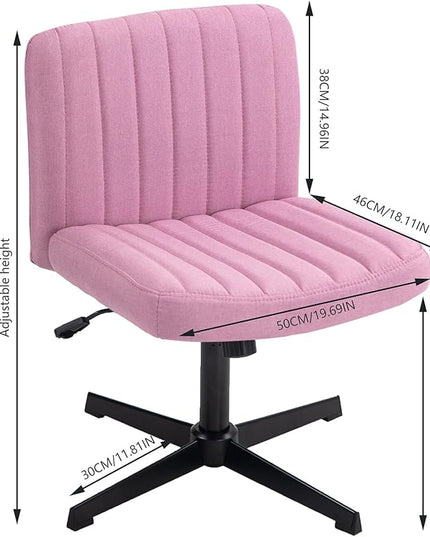 Panana Office Chair Fabric Padded Seat Armless Desk Chair Swivel Computer Task Chair Mid-Back No Wheels Accent Chair (Pink) - LeafyLoom