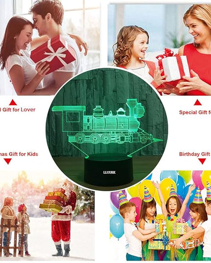 3D Night Light Trains Toy LED Lamp Decor 7 Colors Change Touch Locomotive Engine Desk Lamp Table Light with USB Cable for Room Decor, Best Birthday Gift Christmas Gift for Kids or Adult - LeafyLoom