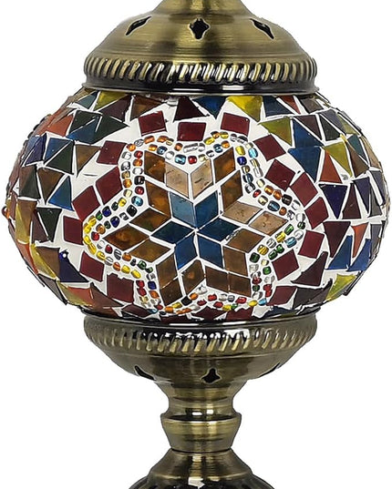 Turkish Mosaic Lamp Bohemian Tiffany Style Stained Glass Bedside Lamp for Bedroom (Multi-colored) - LeafyLoom