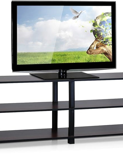Furinno Turn-S-Tube No Tools 3-Tier Entertainment TV Stands, Dark Cherry and Black - LeafyLoom