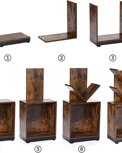 ruboka 2-Shelf Tree Bookshelf with Storage, 26.5-Inch Retro Floor Standing Bookcase Display for CDs/Magazine/Books, Small Bookshelf for Bedroom, Living Room, Office, Brown Storage Shelves - LeafyLoom