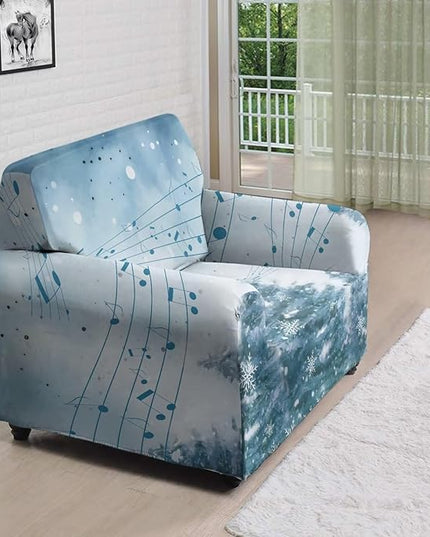 FKELYI Blue Christmas Tree Easy Going Stretch Sofa Slipcover Snow Sofa Couch Cover with Elastic Bottom Stretch Sofa Slipcovers S FKELYI