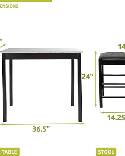 Pearington Remington High Top Counter Height Bar and Pub Table Set with 2 Chairs, White - LeafyLoom