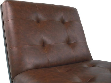 Signature Design by Ashley Sidewinder Mid-Century Modern Faux Leather Accent Chair, Brown - LeafyLoom