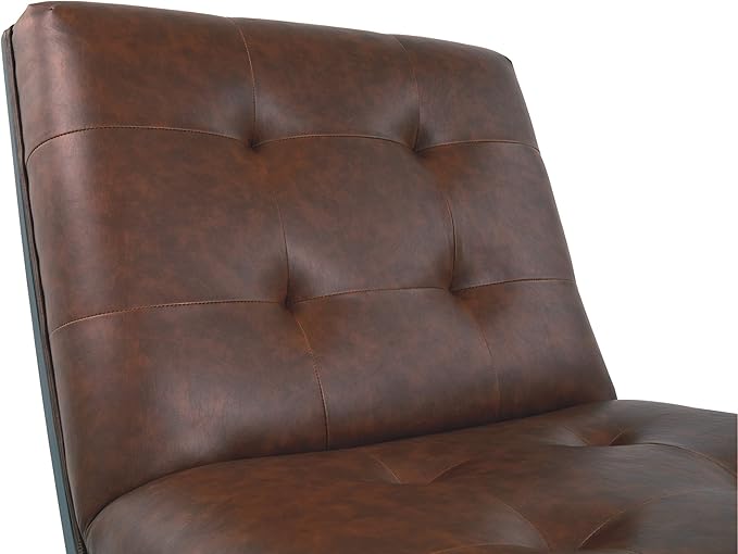 Signature Design by Ashley Sidewinder Mid-Century Modern Faux Leather Accent Chair, Brown - LeafyLoom