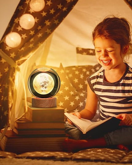 Large Crystal Ball 3D Moon Lamp Balkwan, Crystal Lamp 16 Color Changing Night Light with Remote Control for Bedroom Decor, Birthday Gift for Teens Boys and Girls, Moon Model - LeafyLoom