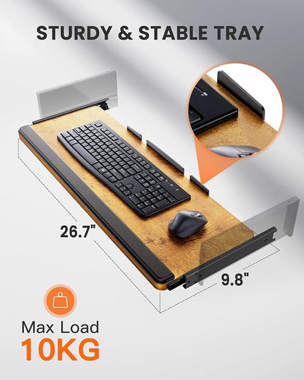 ErGear Large Electric Standing Desk with Keyboard Tray, 63x28 Inches Large Adjustable Height Sit Stand Up Desk, Home Office Desk Computer Workstation, Vintage Brown - LeafyLoom
