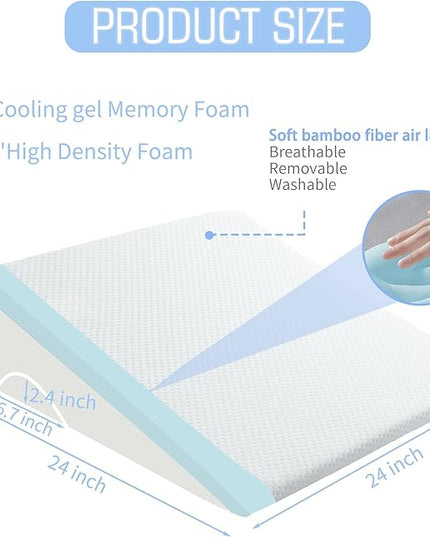 Bed Wedge Pillow for Sleeping, 6 & 7.5 & 10 Inch Adjustable Height Wedge Pillows for After Surgery, 16-in-1 Memory Foam Triangle Pillow Wedge Relieve Acid Reflux, Gerd, Snoring - LeafyLoom