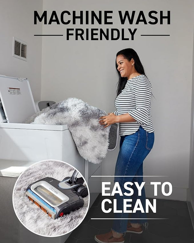 Ophanie Machine Washable Upgrade 8x10 Rugs for Living Room, Grey&White, Fluffy Shaggy Soft Area Rug, Non-Slip Indoor Floor Carpet for Bedroom, Kids Baby Boys Teen Dorm Home Decor Aesthetic, Nursery - LeafyLoom