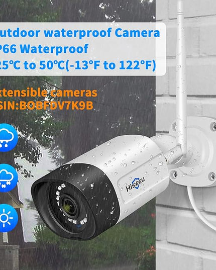 【Wireless Pro,Plug & Play】 Hiseeu 2.5K 5MP WiFi Security Camera System Outdoor,Expandable 16CH 8MP NVR, 1TB HDD,Spotlight,2 Way Audio, IP66 Waterproof, Motion Alert, DC Power Plug-in, 24/7 Recording Hiseeu
