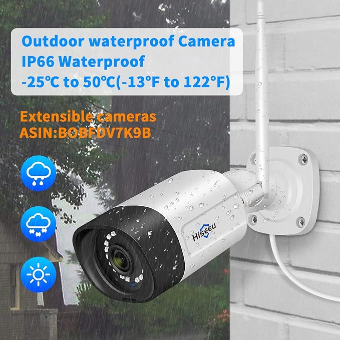 【Wireless Pro,Plug & Play】 Hiseeu 2.5K 5MP WiFi Security Camera System Outdoor,Expandable 16CH 8MP NVR, 1TB HDD,Spotlight,2 Way Audio, IP66 Waterproof, Motion Alert, DC Power Plug-in, 24/7 Recording Hiseeu