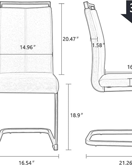 Modern Dining Chairs Set of 4, Side Dining Room Chairs with Golden Legs, Kitchen Chairs with Faux Leather Padded Seat High Back, Chairs for Dining Room,Kitchen, Living Room White - LeafyLoom