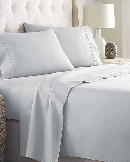 Danjor Linens Twin Sheets Set - Hotel Luxury Essential Bedding - 4 pc Soft Bedding & Pillowcases Set with Deep Pockets - Breathable Bed Sheets, Wrinkle Free - Ice Blue Sheets - LeafyLoom