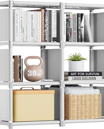 Mavivegue Book Shelf, 6 Cube Storage Organizer, DIY Bookcase, Metal Cube Bookshelf,Tall Book case for Bedroom, Living Room,Office,Closet Storage Organizer, White Cubicle Storage Rack - LeafyLoom