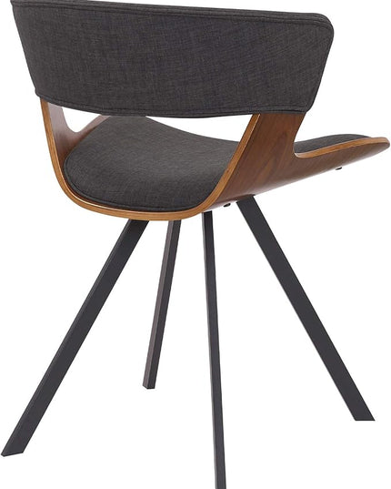 Armen Living Ulric Wood and Metal Modern Dining Room Accent Chair, Charcoal/Walnut 22 x 29 x 21.5 - LeafyLoom