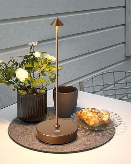 Set of 2 Rechargeable Cordless Table Lamp,6000mAh LED Battery Operated Desk Lamp Touch 3 Color Dimming Portable Outdoor Waterproof Table Light for Patio/Restaurant/Dining/Home (Coffee) - LeafyLoom