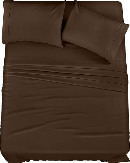 Utopia Bedding King Bed Sheets Set - 4 Piece Bedding - Brushed Microfiber - Shrinkage and Fade Resistant - Easy Care (King, Brown) - LeafyLoom