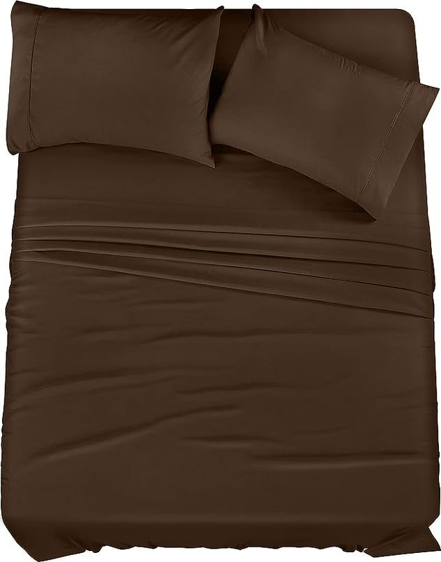 Utopia Bedding King Bed Sheets Set - 4 Piece Bedding - Brushed Microfiber - Shrinkage and Fade Resistant - Easy Care (King, Brown) - LeafyLoom