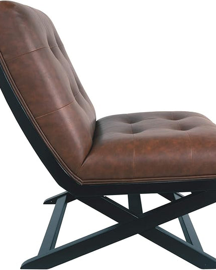 Signature Design by Ashley Sidewinder Mid-Century Modern Faux Leather Accent Chair, Brown - LeafyLoom