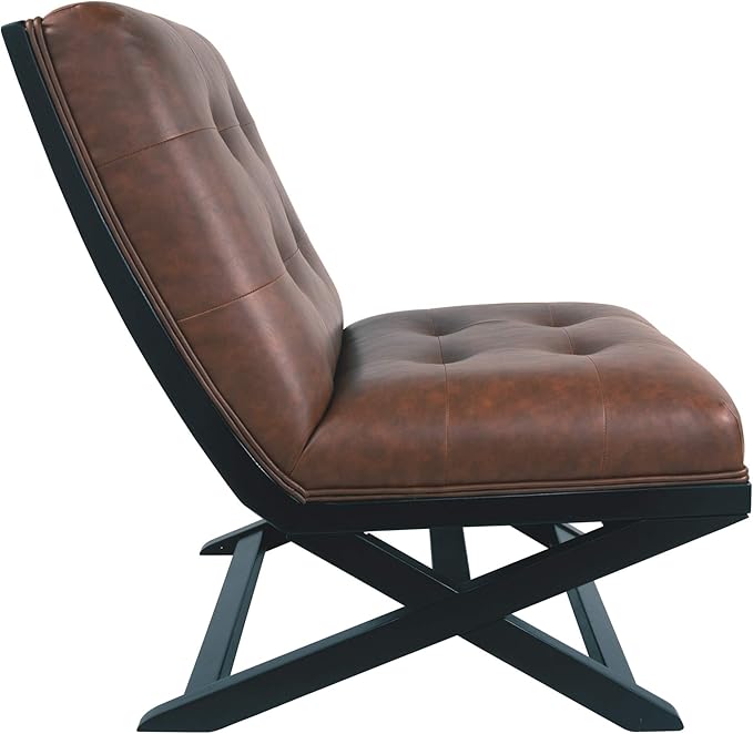 Signature Design by Ashley Sidewinder Mid-Century Modern Faux Leather Accent Chair, Brown - LeafyLoom