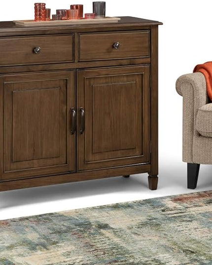 SIMPLIHOME Connaught SOLID WOOD 40 Inch Wide Traditional Storage Cabinet in Rustic Natural Aged Brown, For the Living Room, Entryway and Family Room - LeafyLoom