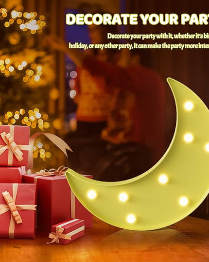 Yellow Moon Decor Bedroom, Battery Powered Moon Night Light for Kids, Kids Room Decor, Baby Room Decor, Nursery Wall Decor, Kids Night Lights for Bedroom, Toddler Night Lights - LeafyLoom