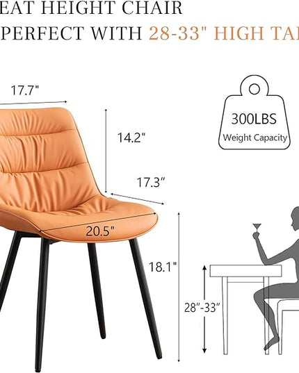 Kidol & Shellder Modern Dining Chairs Set of 2 Kitchen & Dining Room Chairs Upholstered Accent Chair Living Room Chairs Kitchen Chairs Comfy Chair for Bedrooms Waiting Room Home(Matte Orange) - LeafyLoom