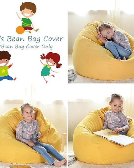 YuppieLifeKids Storage Bean Bag Cover（No Filling）Candy-Colored/Toy Organizer|Carrying Handle Sofa|Available for Kids and Teenager|Cuddle Chair|Machine Washable and Durable（27'',Ginger） - LeafyLoom