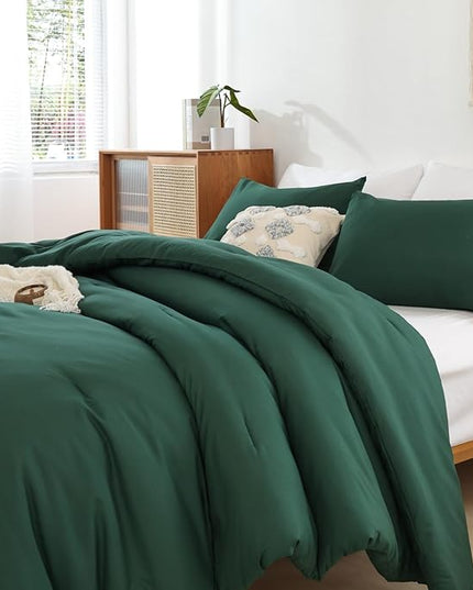 ROSGONIA King Size Comforter Set Emerald Green, 3pcs (1 Boho Dark Forest Comforter & 2 Pillowcases), All Season Blanket Lightweight Bedspreads Quilt - LeafyLoom
